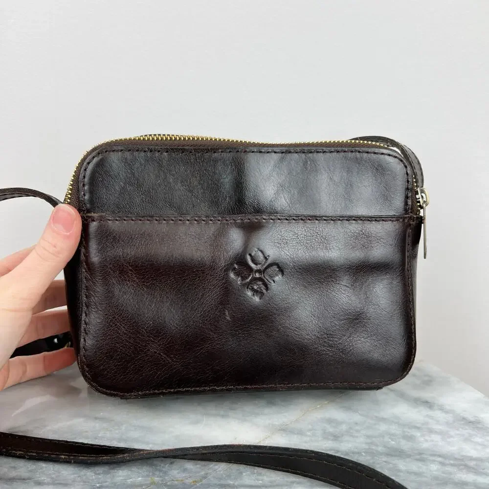 Patricia Nash Leopard Haircalf Rimini Double Zip Box Crossbody Bag